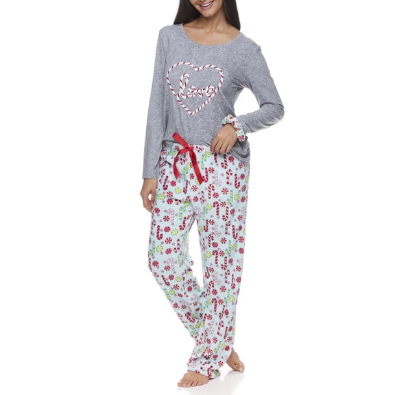 Sleep & Co Women's and Women's Plus Knit Pajama Set with Scrunchie, 2-Piece
