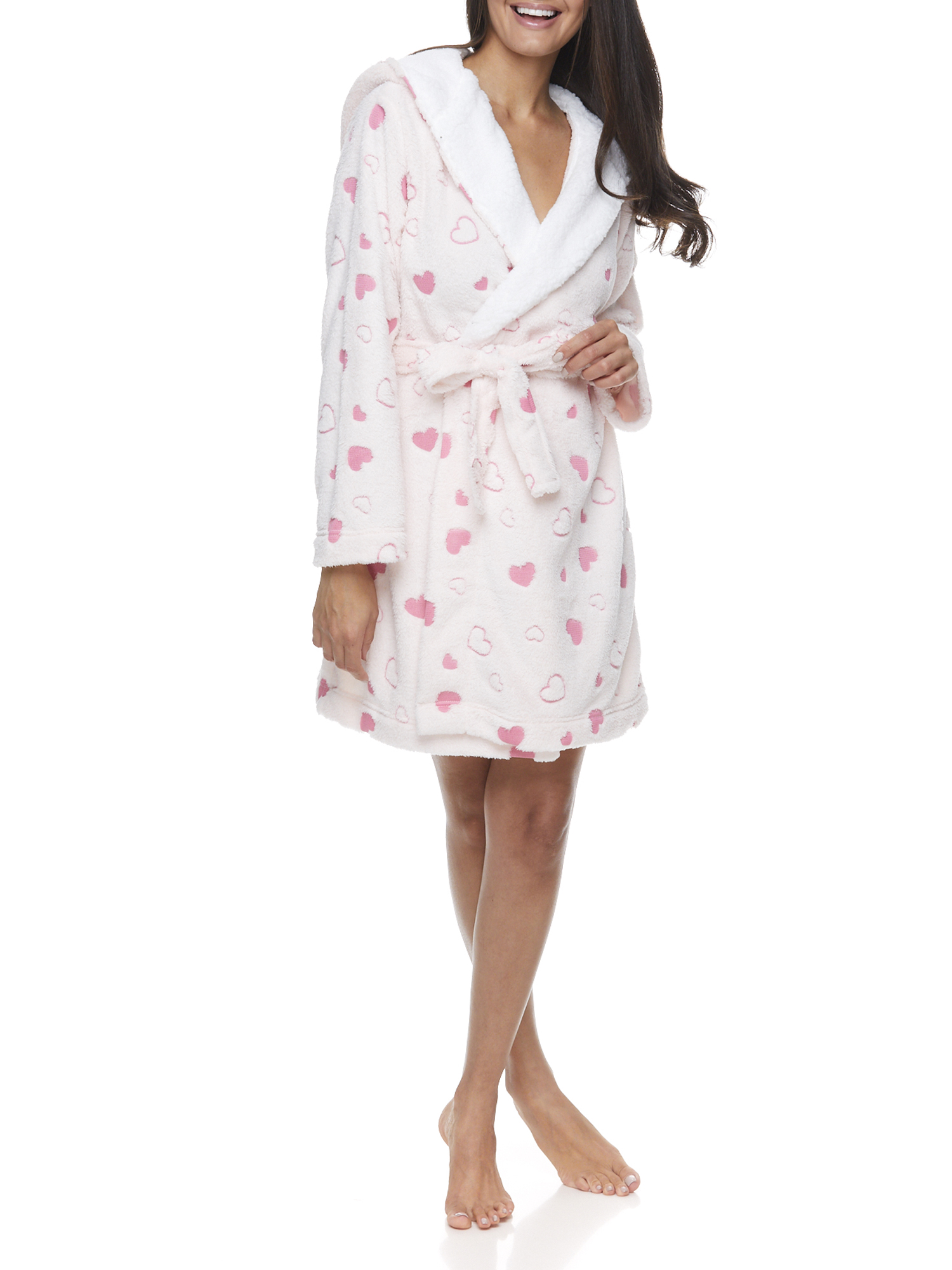 Sleep & Co Women's and Women's Plus Plush Robe with Tie Belt and Faux Sherpa Lining - image 1 of 10