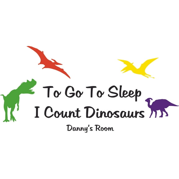 Sleep Counting Dinosaur Dino Customized Wall Decal - Custom Vinyl Wall Art - Personalized Name - Baby Girls Boys Kids Bedroom Wall Decal Room Decor Wall Stickers Decoration Size (15x30 inch)