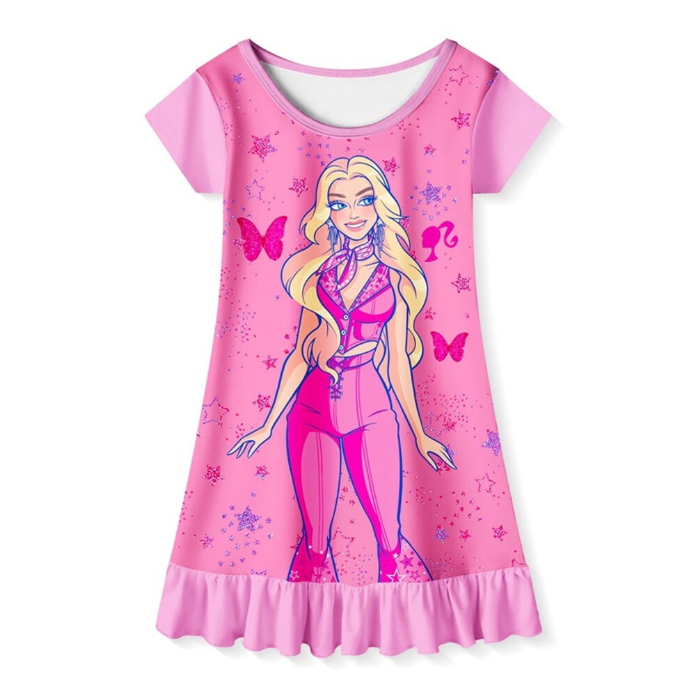 Sleep Dress Nightgowns for Girls Kids Princess Pink Sleepwear Pajamas ...