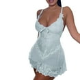 thumbnail image 1 of Sleep Dress for Women Cotton New Women's Chemise Nightgown V-Neck Lace Mesh Embroidered Sleepdress Adjustable Suspender Sleepwear Light Blue M, 1 of 4
