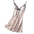 thumbnail image 1 of Sleep Dress Women Women's Lace Trim Nightgown Spaghetti Strap V-Neck Bowknot Slip Sleep Dress Summer Lightweight Nightdress with Built in Bras Pinks XL, 1 of 6