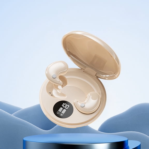 Sleep Ear Buds,Invisible Sleep Wireless Earphone,Comfortable Fit LED Power Display for Sleeping,Working,Hiking (Khaki)