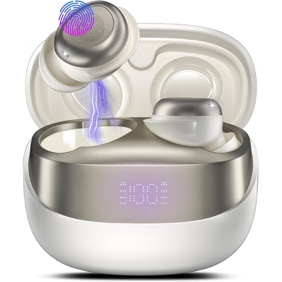 Sleep Earbuds 5.4 in Ear Light-Weight Headphones, Mini Sleep Headphones Small Design for Side Sleepers, 47H Playtime with Case, Clear Calls Earphones, IvoryWhite