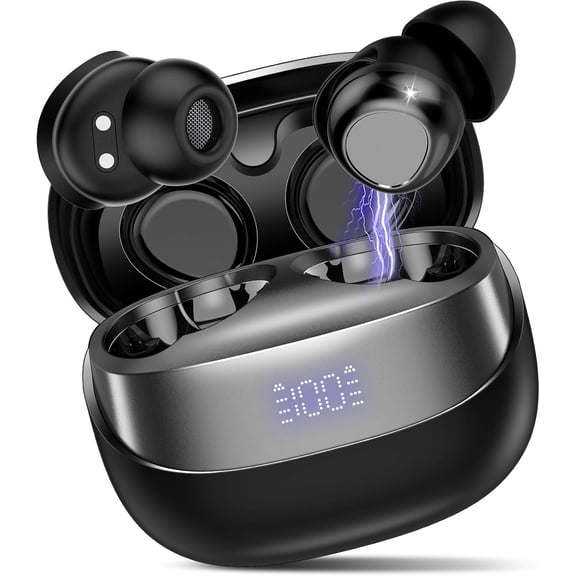 Sleep Earbuds Bluetooth 5.4 in Ear Light-Weight Headphones, Headphones Small Design for Side Sleepers, 47H Playtime with Charging Case, Clear Calls Earphones, Midnight Black
