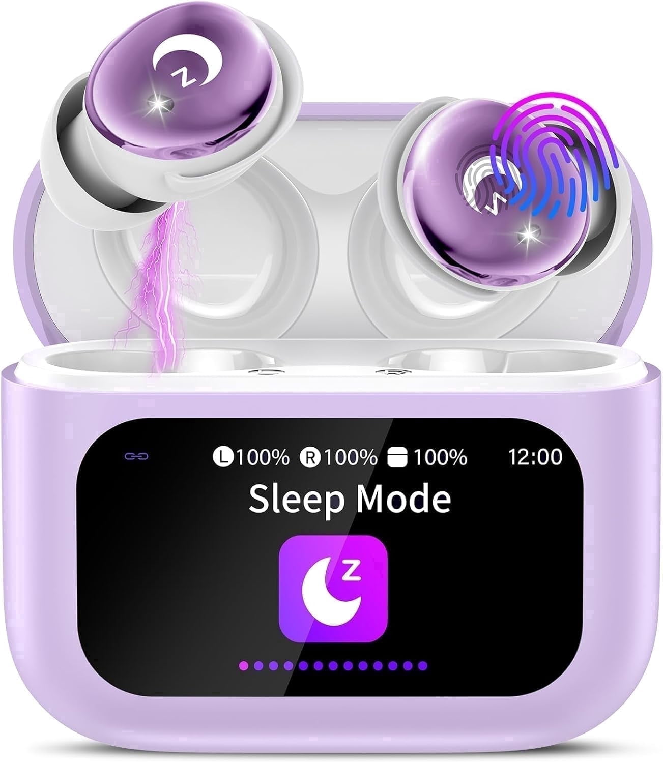 Sleep Earbuds Bluetooth 5.4 in Ear Smart Touch Screen Headphones, 48H Noise Cancelling Ear Buds with 5 EQ Modes, Mini Wireless Headphones Small Design for Side Sleepers, Clear Calls Earphones, IPX7