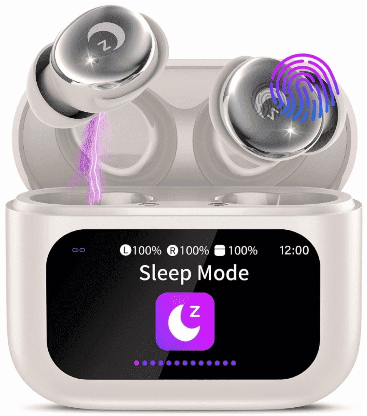 Sleep Earbuds Bluetooth 5.4 in Ear Smart Touch Screen Headphones, 48H Noise Cancelling Ear Buds with 5 EQ Modes, Mini Wireless Headphones Small Design for Side Sleepers, Clear Calls Earphones, IPX7