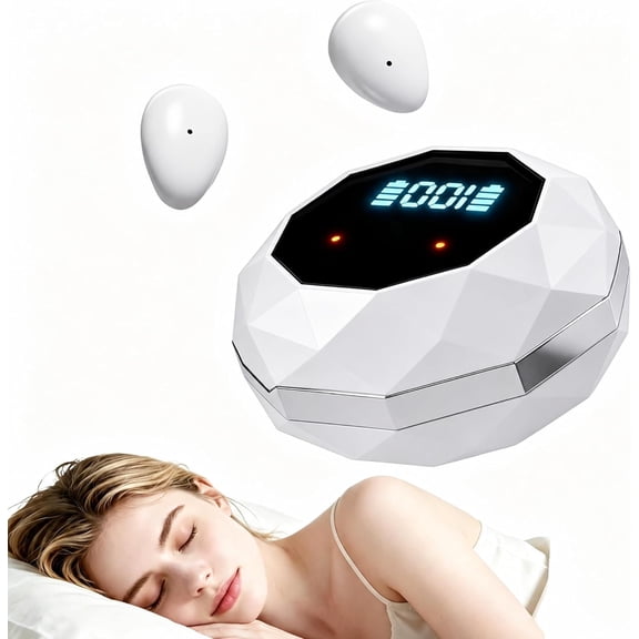 Sleep Earbuds for Side Sleepers, Mini Invisible 5.4, Sleep Earbuds with LED Screen, Small Earbuds for Small Ears, Noise Canceling Discreet Earbuds for Sleeping, Work, White