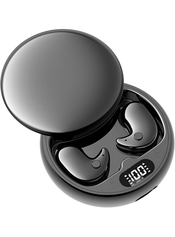 Sleep Earbuds,Sleep Wireless Earbuds,Sleep Mode Wireless Headphones with Digital Display,Mini Earplugs Side Sleep Comfortable Bluetooth Earphones (Black)