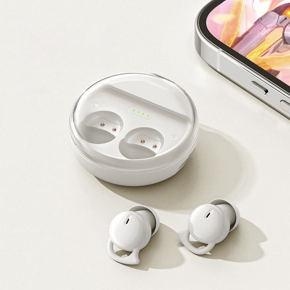Sleep Earbuds Wireless Bluetooth Headset Bluetooth 5.3 Mini In Ear Dual Microphone Wearable Earphones For Sleeping (White)