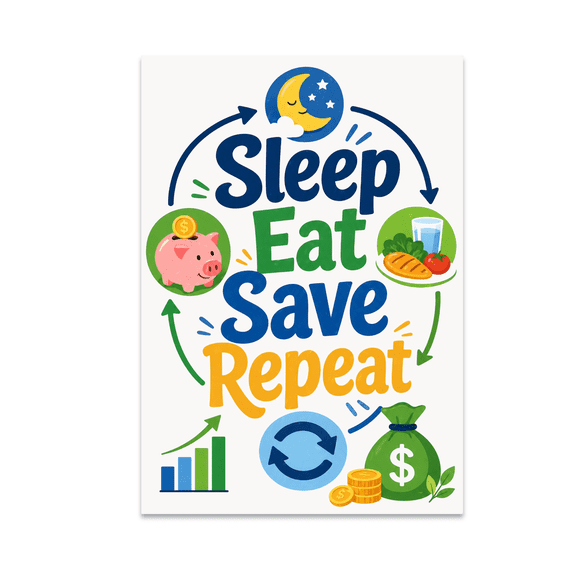 Sleep Eat Save Repeat Financial Routine Art - Finance Enthusiast - 13x19 Poster Print