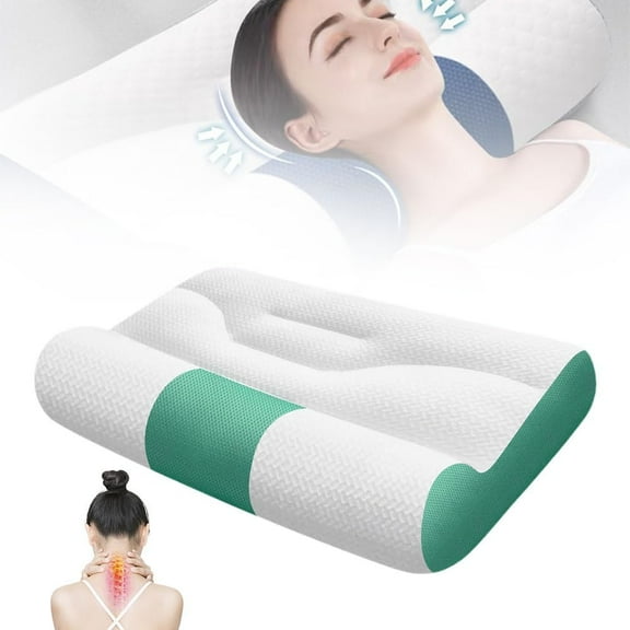 Sleep Enhancing Cervical Support Comfort Goose Down Pillow, 2025 New Cervical Neck Pillow for Sleeping, Ergonomic Sleep Enhancing Cervical Support Pillow (Blue)