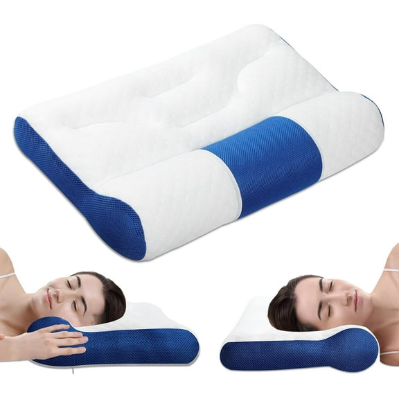 Sleep Enhancing Cervical Support Comfort Goose Down Pillow, Sleep Aid Ergonomic Goose Down Pillow, Cervical Support Pillow for Side Back Stomach Sleeper (Green*2Pcs, 19.7 * 11.8in)