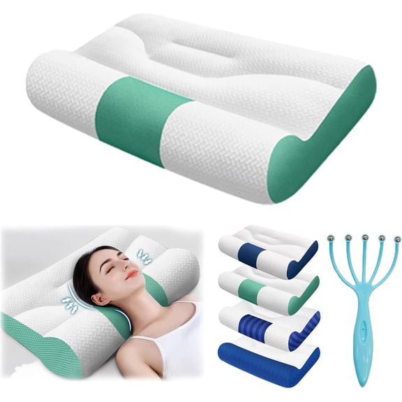Sleep Enhancing Cervical Support Comfort Pillow, Ergonomic Goose Down Pillow, Sleep Enhancing Cervical Pillow, Cervical Memory Foam Pillow (E)