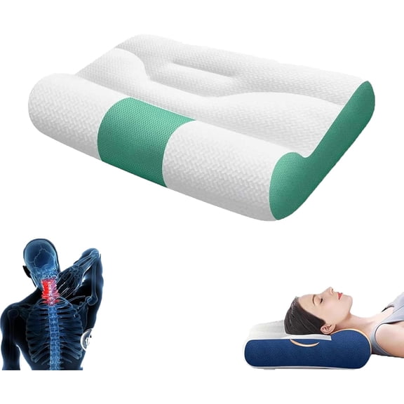 Sleep Enhancing Cervical Support Comfort Pillow,Sleep Enhancing Cervic-al Support Comfort Goose Down Pillow, Ergonomic Sleep Enhancing SupportPillow, Cervical NeckPillow Side Sleeper (Green)