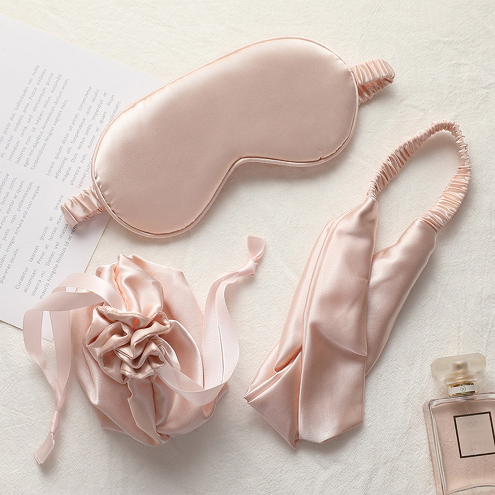 Sleep Eye Mask Three Piece Set Soft Silk Satin Night Sleep Eye Mask