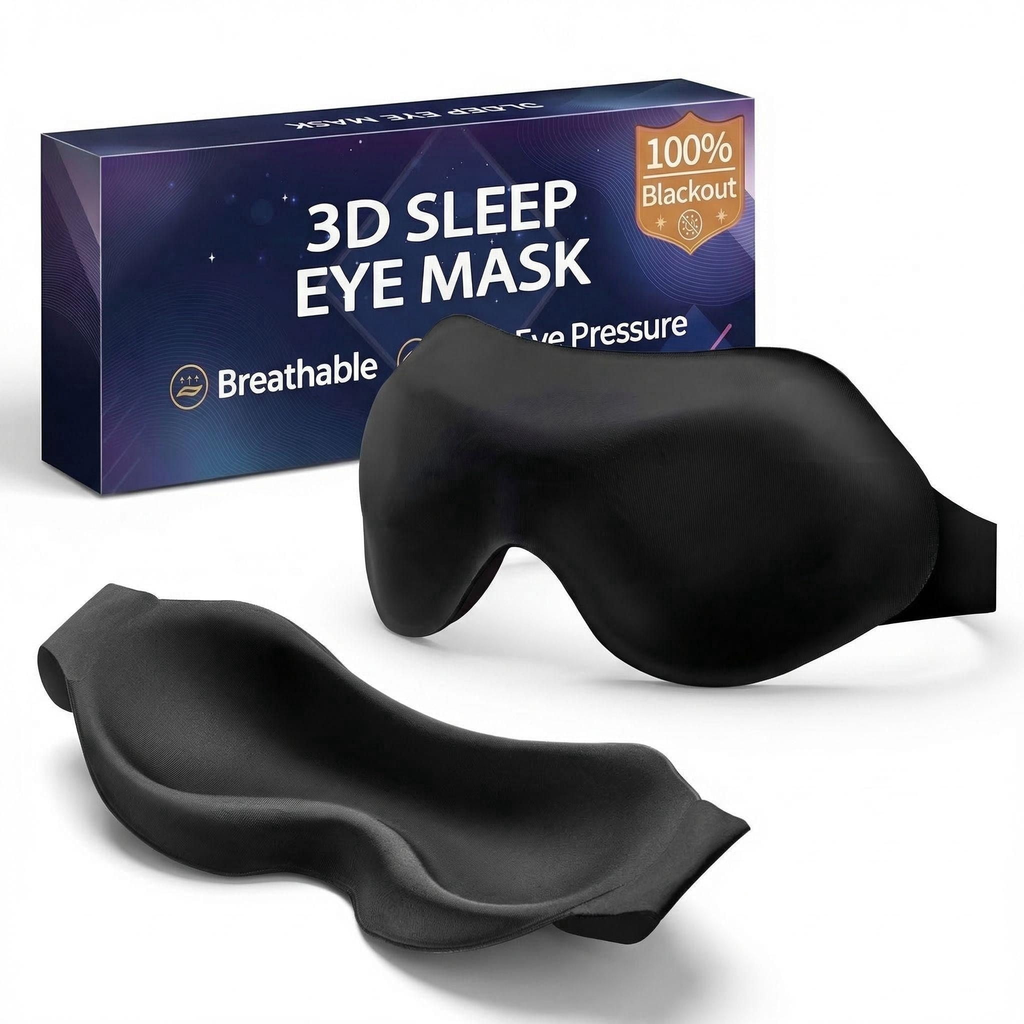 Sleep Eye Mask, Ultra Lightweight Eye Cover for Sleeping with Comfortable 3D Shape and Adjustable Headband
