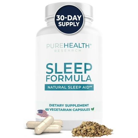 Sleep Formula by PureHealth Research, Naturally Calms & Relaxes for Deeper, Longer, Blissful Sleep, 1 Bottle