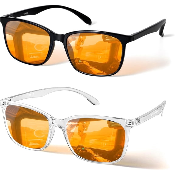Sleep Glasses for Blue Light Blocking for Women Men - 2 Orange Lens for Computer Gaming - Dual AR Coating Lens - Screen & UV Protection - Christmas for Gamers