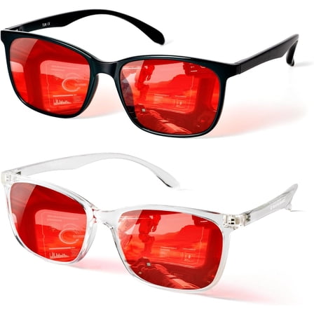 Sleep Glasses for 99.9% Blue Green Light Blocking for Women Men, Red Light Glasses for Computer Gaming,Dual AR Coating Lens, 2pack