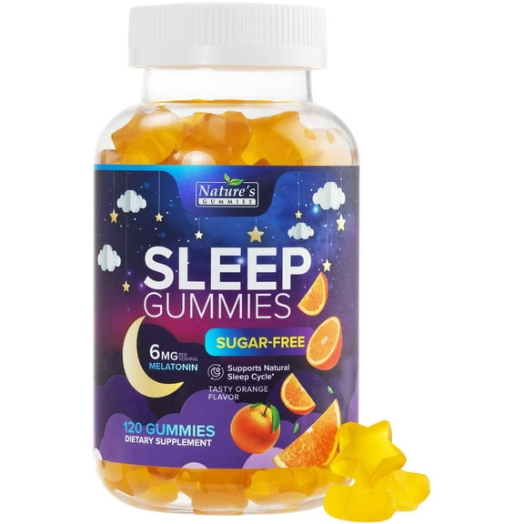 Sleep Gummies Supplement 6mg - Sugar Free Melatonin Gummy for Adults, Natural Zero Sugar Sleeping Gummy for Adults, Kids, Orange Flavored, Vegan, Extra Strength Sleep Vitamin Support - 120 Gummies