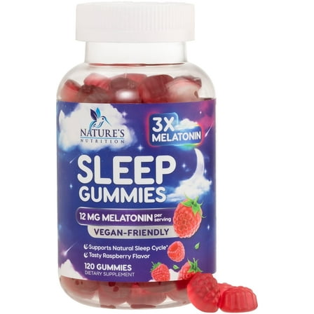 Sleep Gummies for Adults Extra Strength, 12 mg Melatonin Sleep Gummy Supplement, Melatonin Gummy for Occasional Sleep Support Supplement, Vegan, Non-GMO, Gluten Free, Gomitas para Dormir, 120 Gummies