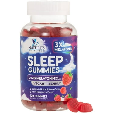 Sleep Gummies with Melatonin - Extra Strength Sleep Gummy, 12 mg Melatonin, Natural Melatonin Gummy, Occasional Sleep Support Supplement for Adults, Vegan, Non-GMO, Gomitas para Dormir - 120 Gummies