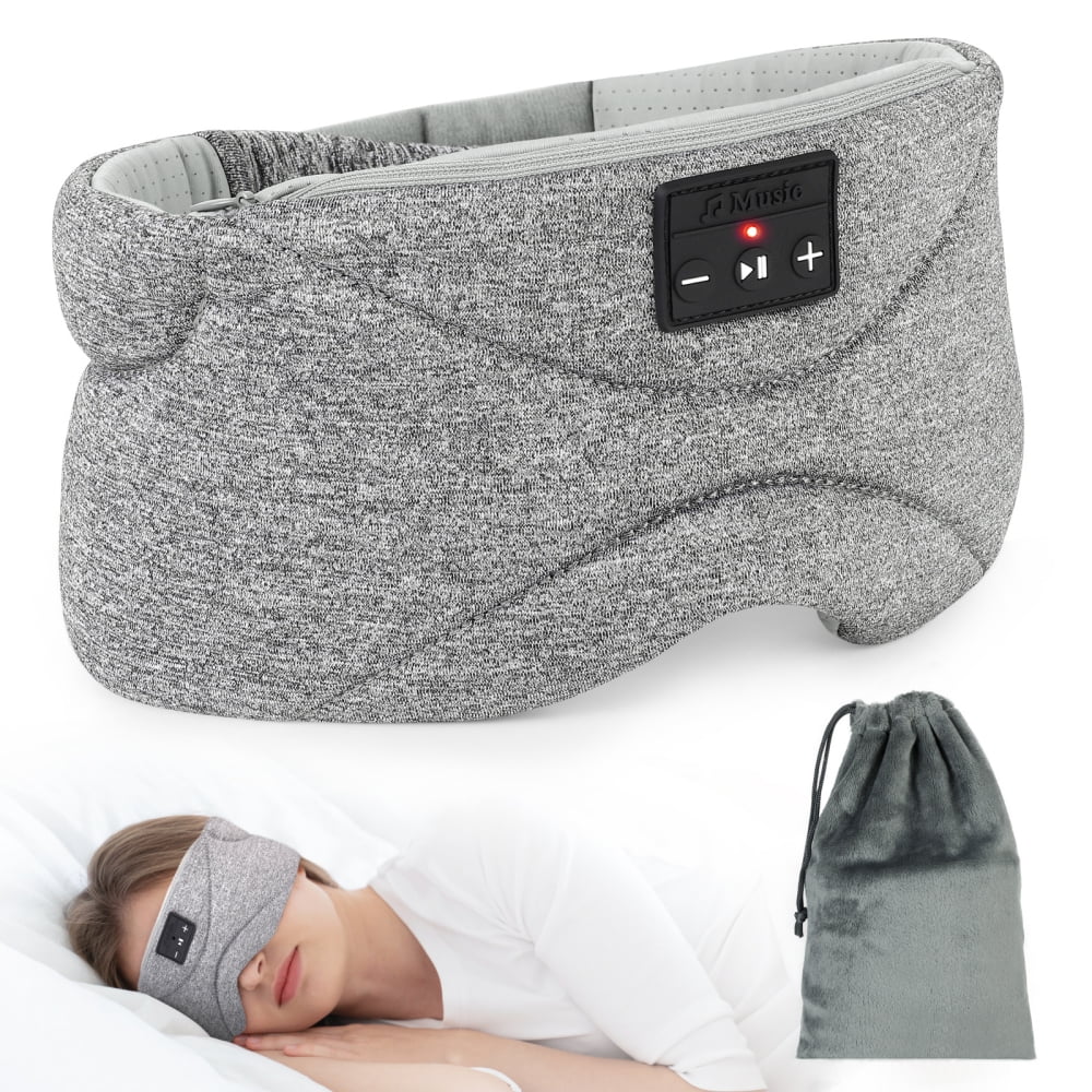 Sleep Headphones, 3D Sleep Mask Bluetooth Wireless Music Eye Mask for Side Sleepers, Sleep Mask with Bluetooth Headphones, Ultra-Thin Stereo Speakers, Gift for Men Women