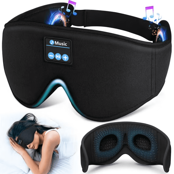 Sleep Headphones, 3D Sleep Mask Bluetooth Wireless Music Eye Mask, Sleeping Headphones for Side Sleepers Sleep Mask with Bluetooth Headphones Ultra-Thin Stereo Speakers Perfect for Sleeping