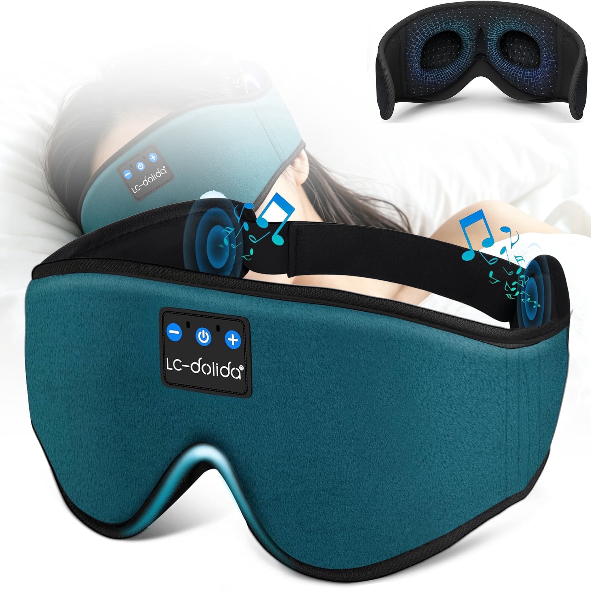 Sleep Headphones, Bluetooth Eye Mask for Sleeping, Sleep Mask with Bluetooth Headphones for Side Sleepers, Adjustable Blackout Eye Mask for Travel Meditation, Noise-Reducing Sleep Mask for Women Men