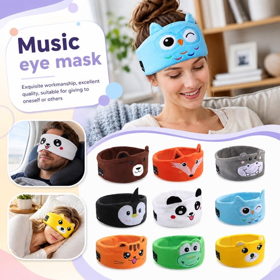 Sleep Headphones Bluetooth Headband, Wireless Earphones Music Sleep Earbuds Sleeping Eye Mask for Workout Running Travel Yoga, Ideal Gifts for Men Women Mom Dad Children,Fox