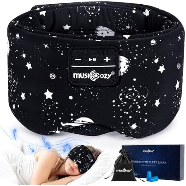Sleep Headphones Bluetooth Sleep Mask with Headphones Eye Mask Wireless Bluetooth 5.4 with Adjustable Headband Total Blackout for All Night Sleep, Travel & Nap