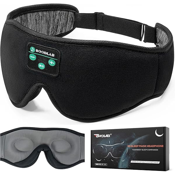Sleep Headphones Bluetooth Sleep Mask, Sleep Mask with Bluetooth Headphones, Bluetooth Eye Mask for Sleeping with Adjustable Stereo Speakers Microphone Handsfree, Cool Gadgets Gift for Women