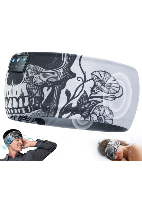 Sleep Headphones  Headband,  Sleeping Headphones Music  Headbands, Long Time Play Sleeping Headsets Built-in Thin Speakers, Skulls Design for Sleeping Yoga