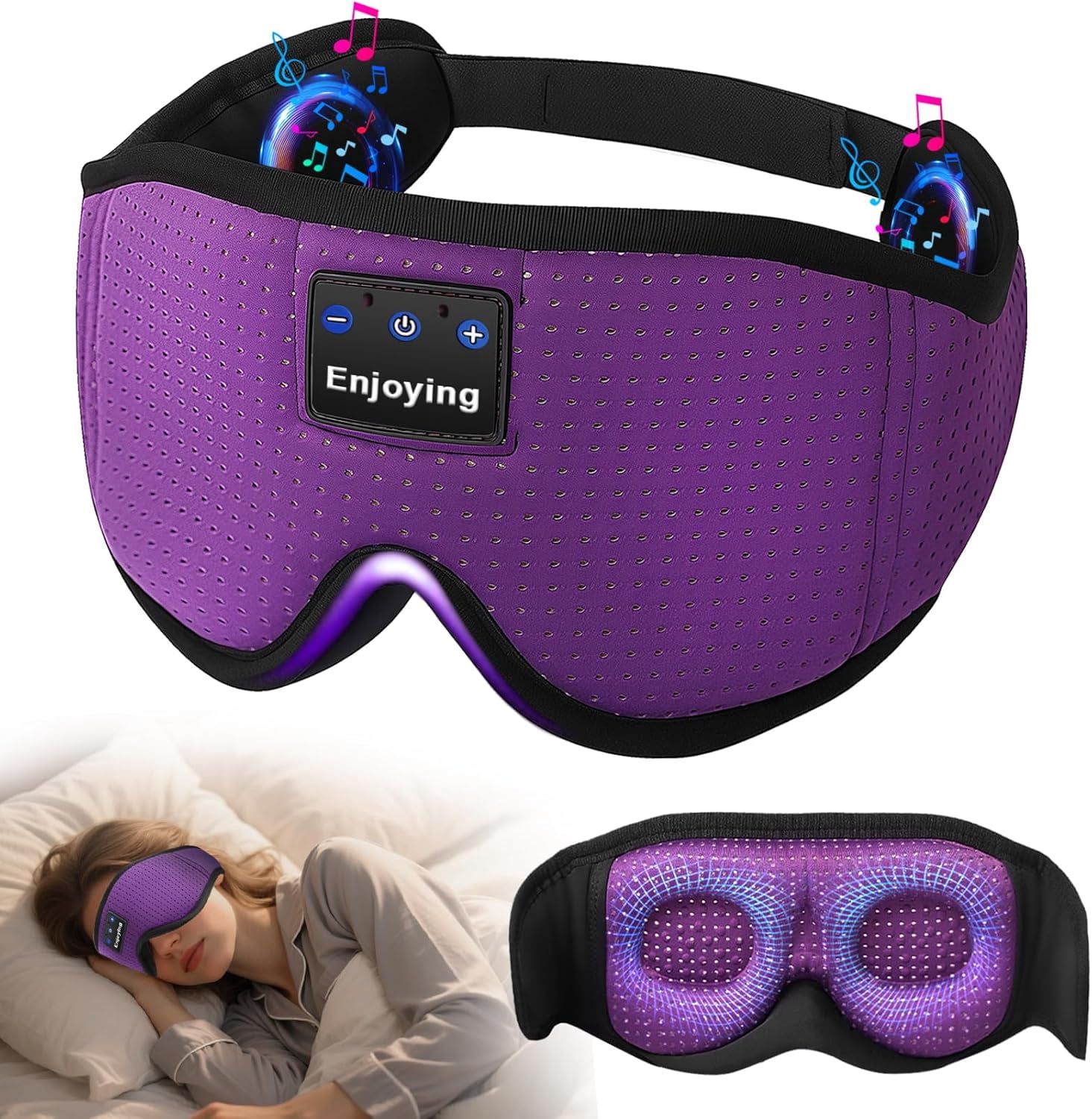 Sleep Headphones, Sleep Mask Bluetooth Wireless Music Eye Mask, Sleeping Mask for Side Sleepers Sleep Mask with 3D Bluetooth Headphones Ultra-Thin Stereo Speakers Perfect for Sleeping