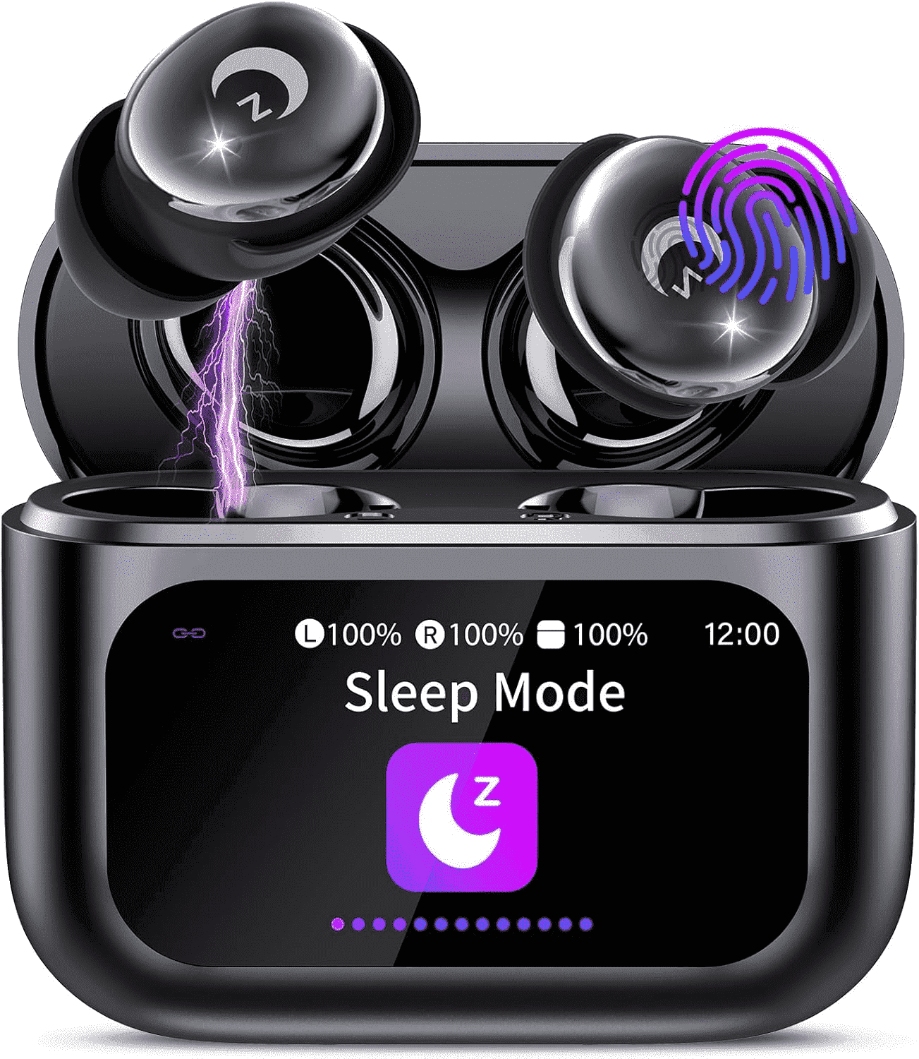 Sleep Earbuds Bluetooth 5.4 in Ear Smart Touch Screen Headphones, 48H Noise Cancelling Ear Buds with 5 EQ Modes, Mini Wireless Headphones Small Design for Side Sleepers, Clear Calls Earphones, IPX7