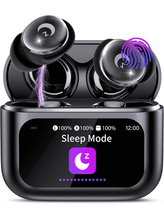 Sleep Earbuds Bluetooth 5.4 in Ear Smart Touch Screen Headphones, 48H Noise Cancelling Ear Buds with 5 EQ Modes, Mini Wireless Headphones Small Design for Side Sleepers, Clear Calls Earphones, IPX7