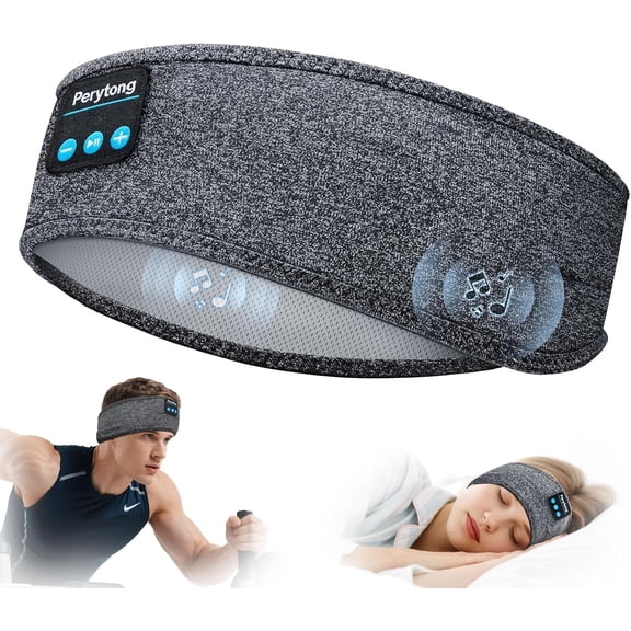 Sleep Headphones Wireless, Bluetooth Sports Headband with Ultra-Thin HD Stereo Speakers Perfect for Sleeping,Workout,Jogging,Yoga,Insomnia, Air Travel, Meditation (Grey)