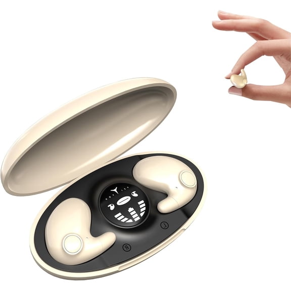 Sleep Headphones Wireless, Invisible Sleeping Earbuds for Side Sleepers with Thin 10.6mm Design, Bluetooth 5.3, Noise Masking, Built-in Mic, HiFi Stereo Sound, 5H Playback, 20H Portable Charging Case