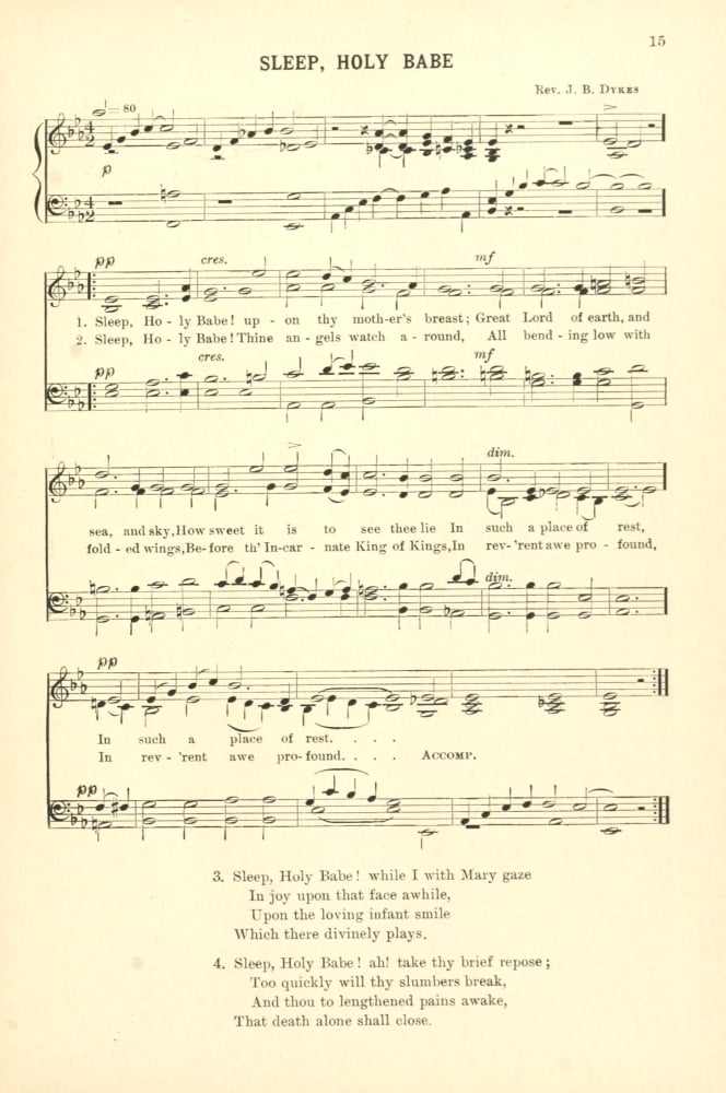 Sleep Holy Babe Dykes Rev JB Christmas Carols & Hymns 1910 Canvas Art - (24 x 36)
