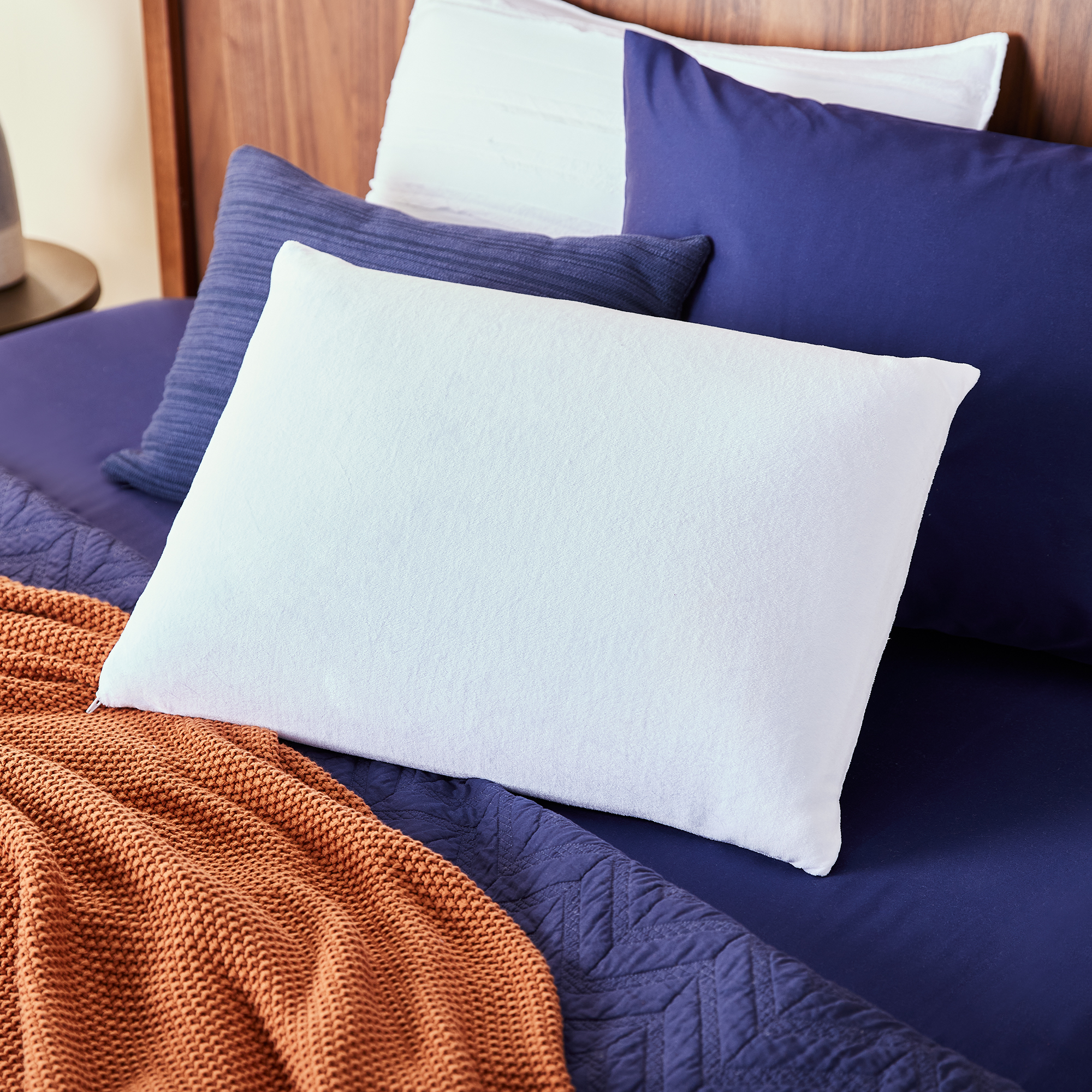 Tempur-Pedic Seat Cushion, One Size, Dark Navy Blue ＆ All-Purpose Pillow, Standard, Navy
