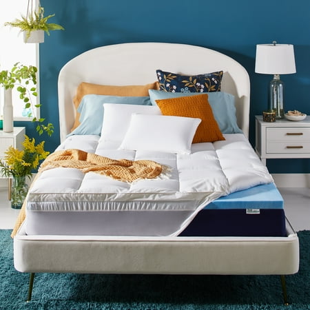 Sleep Innovations Memory Foam Mattress Topper, King, Gel Dual Layer Support, 4 inch