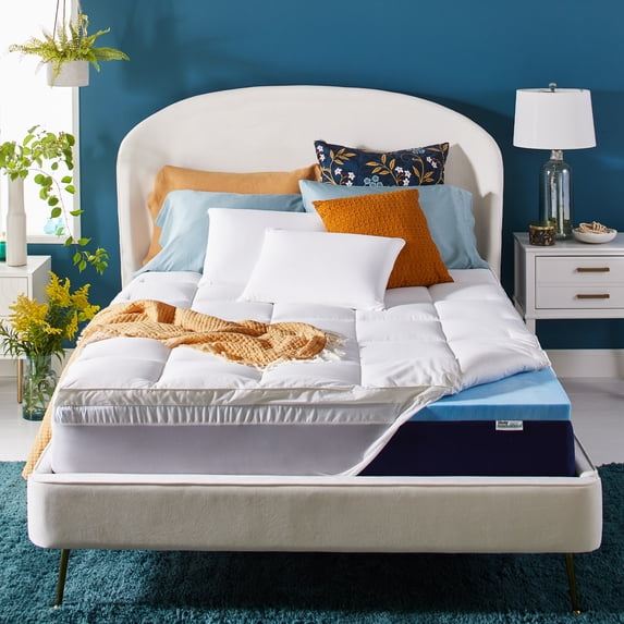 Sleep Innovations Memory Foam Mattress Topper, King, Gel Dual Layer Support, 4 inch