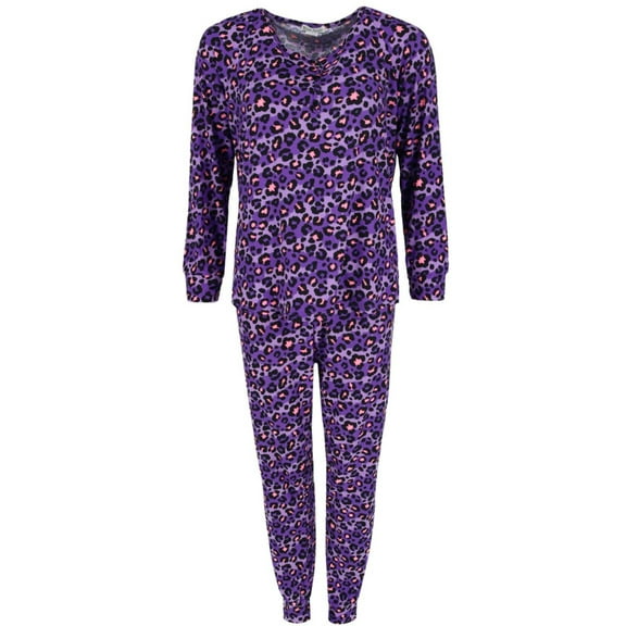 Sleep Junkie  Leopard Print Jogger Pajama Set (Women's Plus)