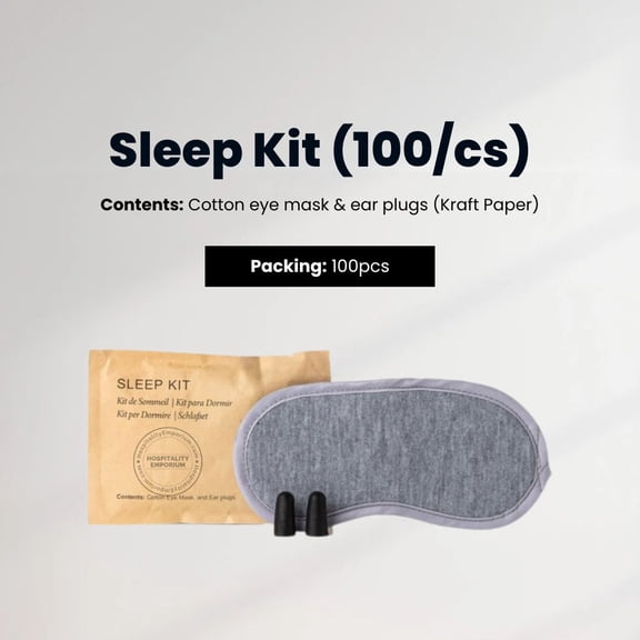 Sleep Kit - Contents: Cotton Eye Mask & Ear Plugs (Kraft Paper) 100/cs