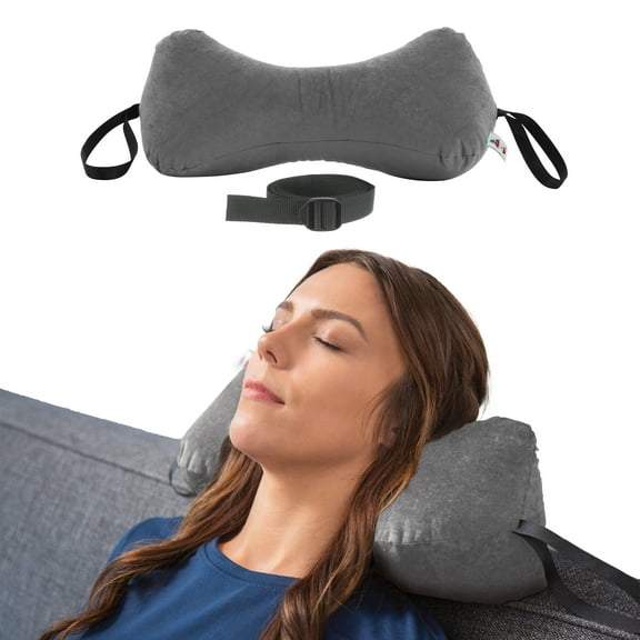 Sleep Log Bone Shaped Chiropractic Neck and Back Pillow for Cervical Support, Adjustable Firmness, Midsize - Travel or Use at Home, 13" x 6" x 6", 60" Strap