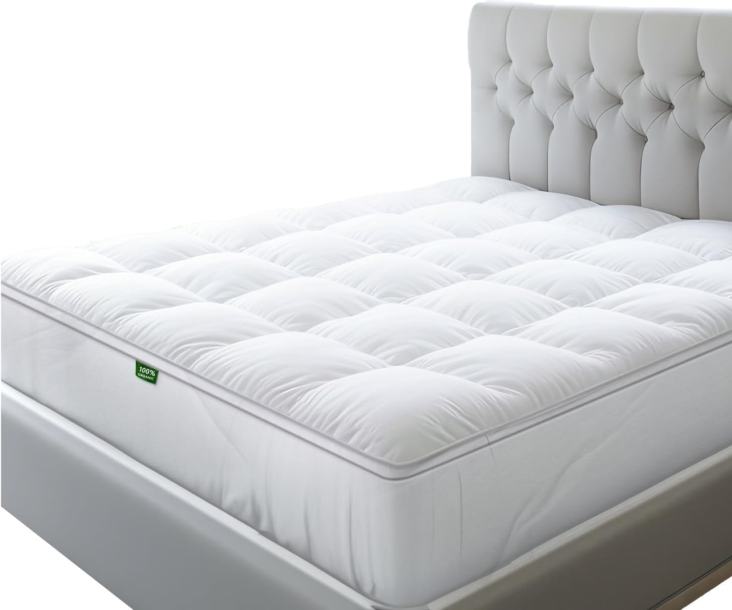 Sleep Mantra 100% Cotton Mattress Topper Full Size, Pure White