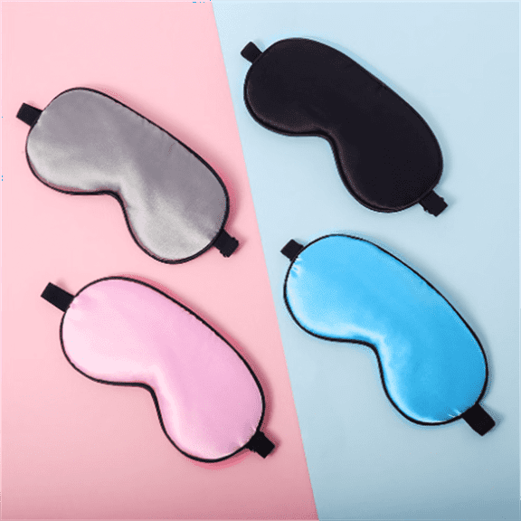 Sleep MasTIFOR 4 Pack Silky Eye Cover Soft Satin Blindfold Elastic Strap Night Eye Shade for Women Men (Pink, Blue, Gray, Black)