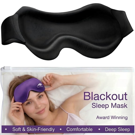 Sleep Mask, 100% Light Blocking Eye Mask for Sleeping, Lightweight 3D Contoured Sleep Eye Mask with Adjustable Strap
