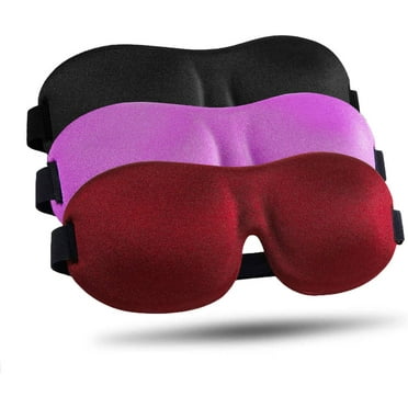 Sleep Mask 3 Pack, Upgraded 3D Contoured 100% Blackout Eye Mask for Sleeping with Adjustable Strap, Comfortable & Soft Night Blindfold for Women Men, Eye Shades for Travel/Naps